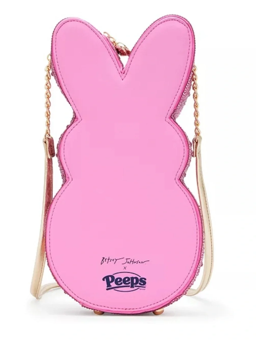 NEW Betsey Johnson Rhinestone Peeps Pink Bunny Crystal Crossbody Bag - Picture 2 of 11